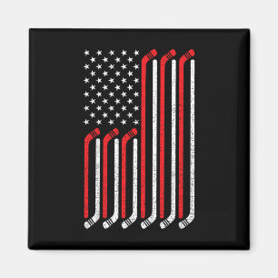 Imã 4 de julho Hockey Stick USA Flag Patriotic Hockey