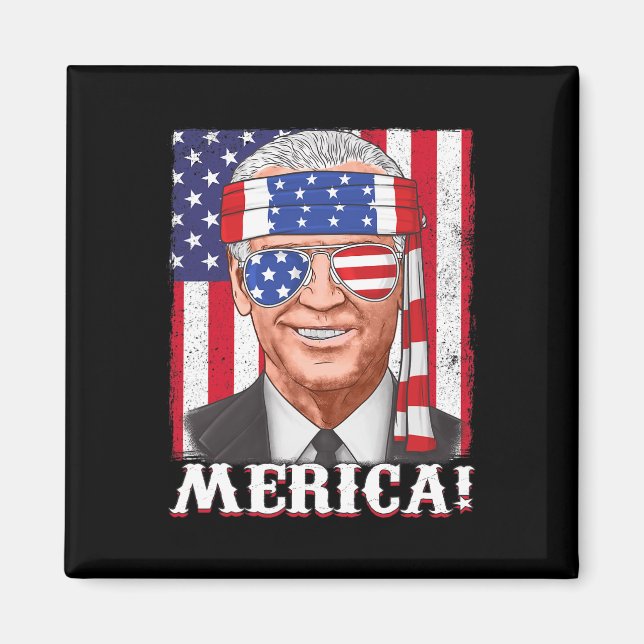Imã 4 de julho Joe Biden Merica USA Flag (Frente)