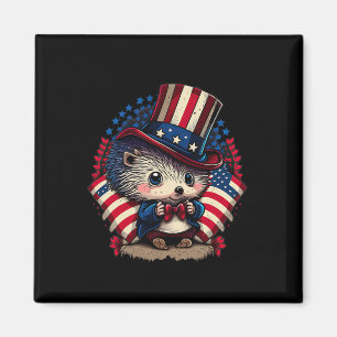 Imã 4 De Julho Patriótico Hedgehog Bandeira Dos Eua