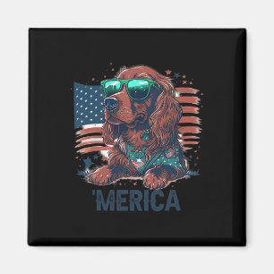 Imã 4 De Julho Patriótico Irlandês Setter Dog Merica