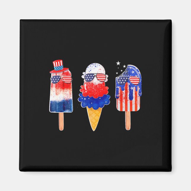 Imã 4 De Julho Picolé Vermelho Branco Blue American Fl (Frente)