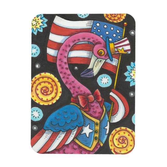 ÍMÃ 4 DE JULHO PINK FLAMINGO, TIO SAM MAGNET (Vertical)