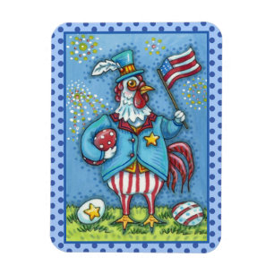 ÍMÃ 4 DE JULHO ROOSTER, FRANGO PATRIÓTICO ENGRAÇADO
