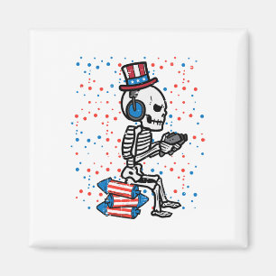 Imã 4 de julho Skeleton Gamer Funny America Boys Crian
