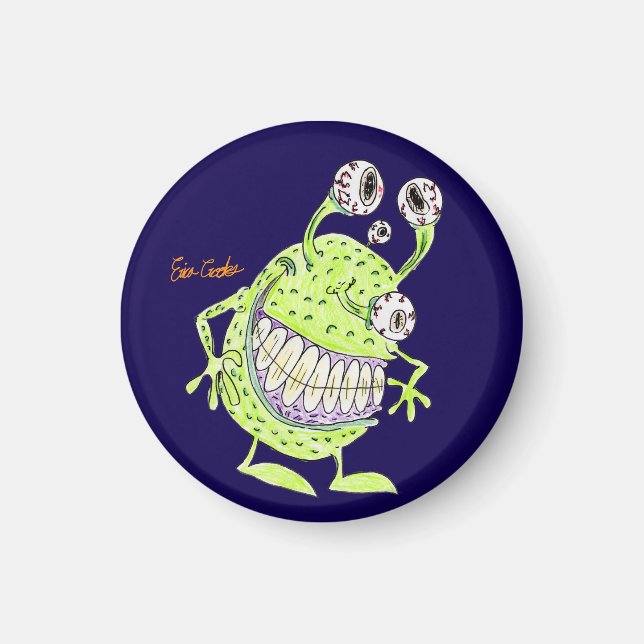 Imã 4 eyed green alien monster (Frente)