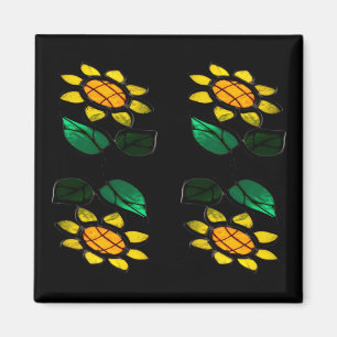 Imã 4 Flores com Magnetos de Vidro Quadrado