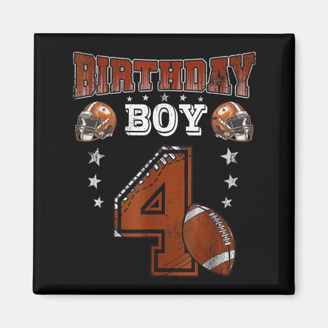 Imã 4th Birthday Boy Football Lover Theme 4 Years Old  (Frente)