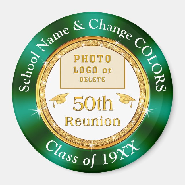 Imã 50ª Classe de Souvenirs, Green, White, Dourado (Frente)