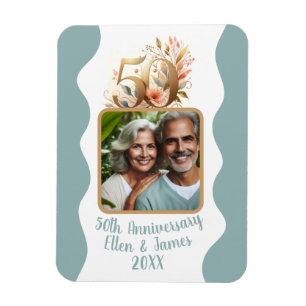 Ímã 50ª Foto do Aniversário de Casamento Dourado