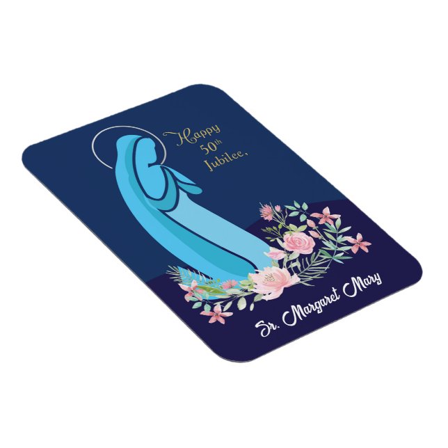 Ímã 50º Aniversário da Vida Religiosa Nun Pink Flower (Lado Direito)