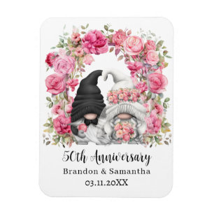 Ímã 50º Aniversário de Casamento do Arco Floral Rosa G