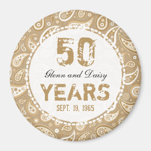 Imã 50º aniversário de casamento do Ouro Paisley Pat