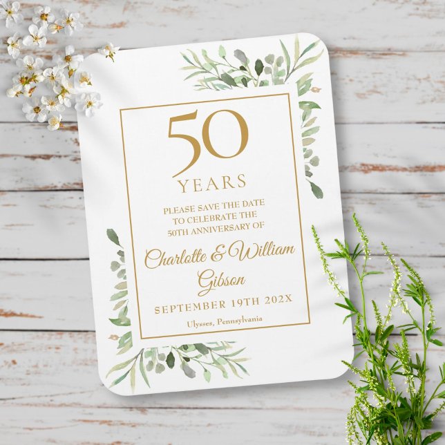 Ímã 50º Aniversário de Casamento Salve a Data Verde (Criador carregado)