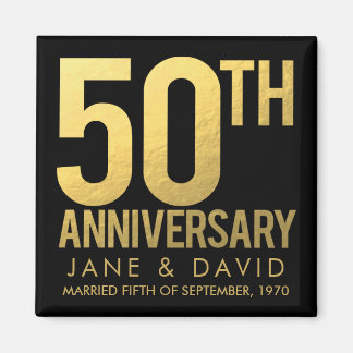 IMÃ 50º ANIVERSÁRIO DE MAGNET PERSONALIZADA DOURADA PR
