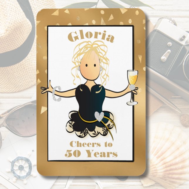 Ímã 50º aniversário do Sparkle Glam Funny Cheers para  (Criador carregado)