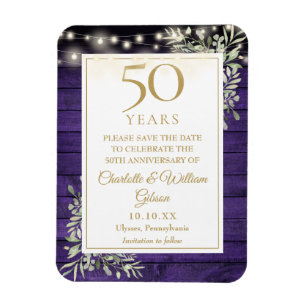 Ímã 50º Aniversário Madeira Roxa Salva Data