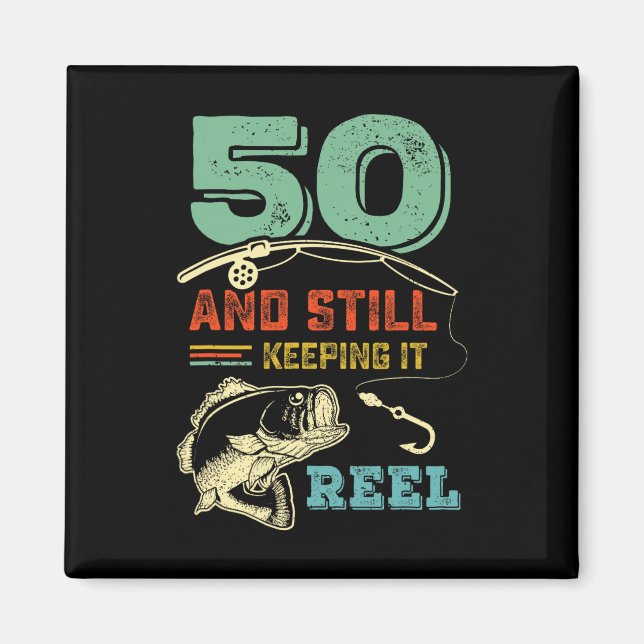 Imã 50.º Aniversário A pescar 50 pescadores Mens Pu (Frente)