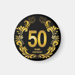 Imã 50 anos de aniversário Dourado da Glitter