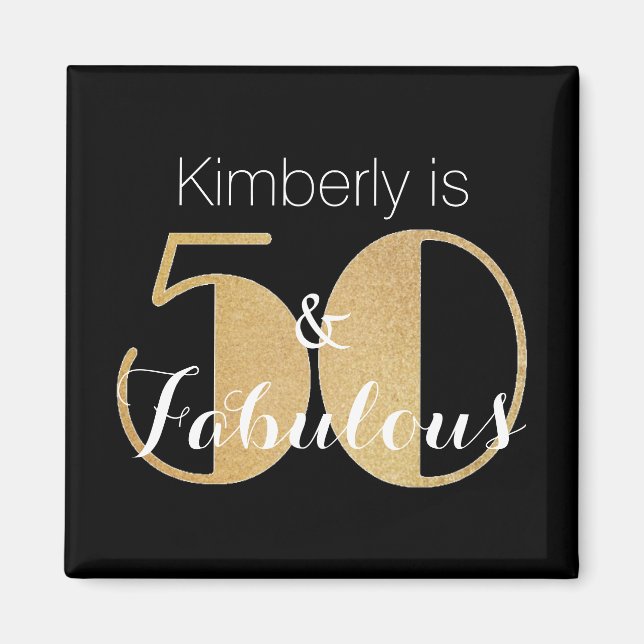 Imã 50 e Dourada Festa de aniversário personalizada fa (Frente)