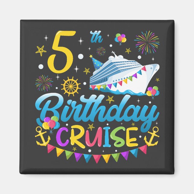Imã 5 Birthday Cruise B-Day Party Square (Frente)