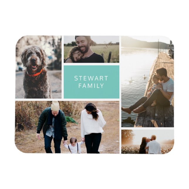 Ímã 5 Colagem de Fotos (Horizontal)