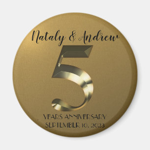 Imã 5 de ouro Metálico Aniversário de Casamento