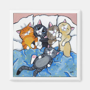 Imã 5 gatinhos sonolentos - ímã da arte do gato