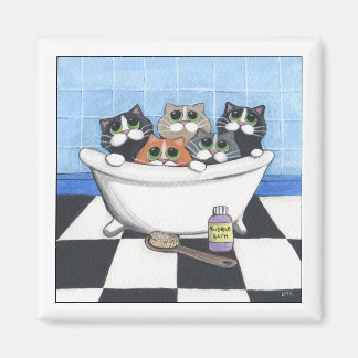 Imã 5 Gatos Tomando Banho - Magneta Gato