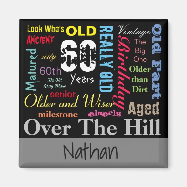 Imã 60º aniversário feliz em um estilo de Grafite (Frente)