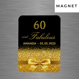 Ímã 60º aniversário ouro negro elegante salvar a dat