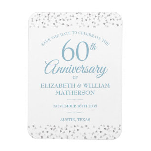 Ímã 60º aniversário Salve a Data do Amor Corações