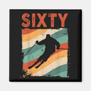 Imã 60.º Aniversário do Esqui Retro de Esqui de 60 Ano