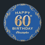 Imã 60th Birthday Party Blue and Gold Glitter Frame<br><div class="desc">60th Birthday Party Blue and Gold Glitter Frame Magnet. For further customization,  please click the "Customize it" button and use our design tool to modify this template.</div>