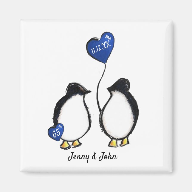 Imã 65th sapphire wedding anniversary penguin gift (Frente)