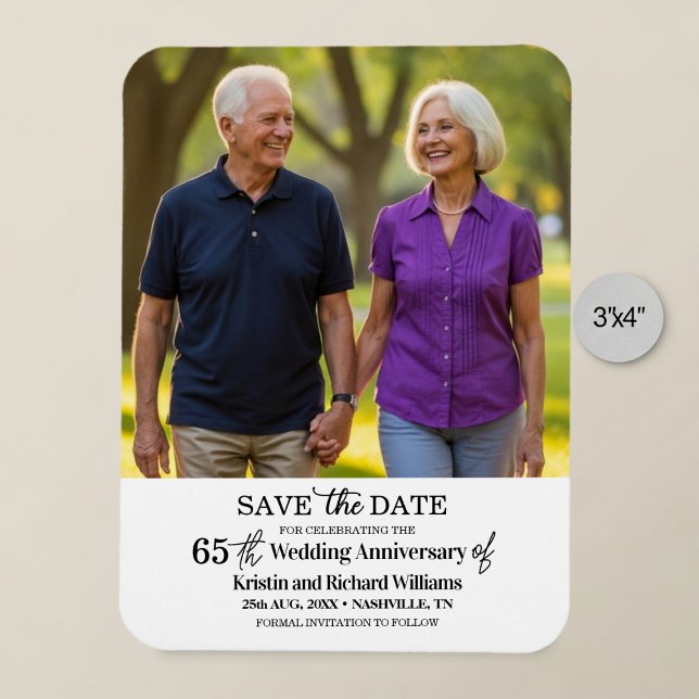 Ímã 65th Wedding Anniversary Save the Date Photo (Criador carregado)
