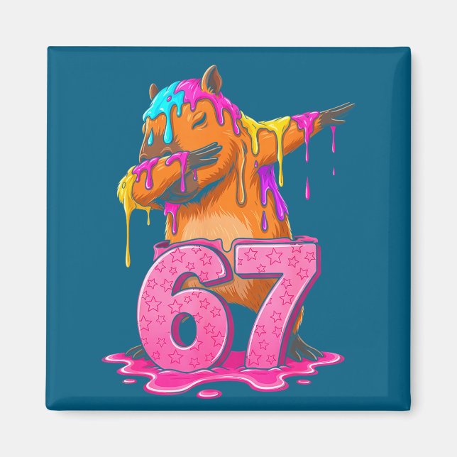 Imã 67 Animals Funny 67 Brainrot Youth Kids Capybara 6 (Frente)