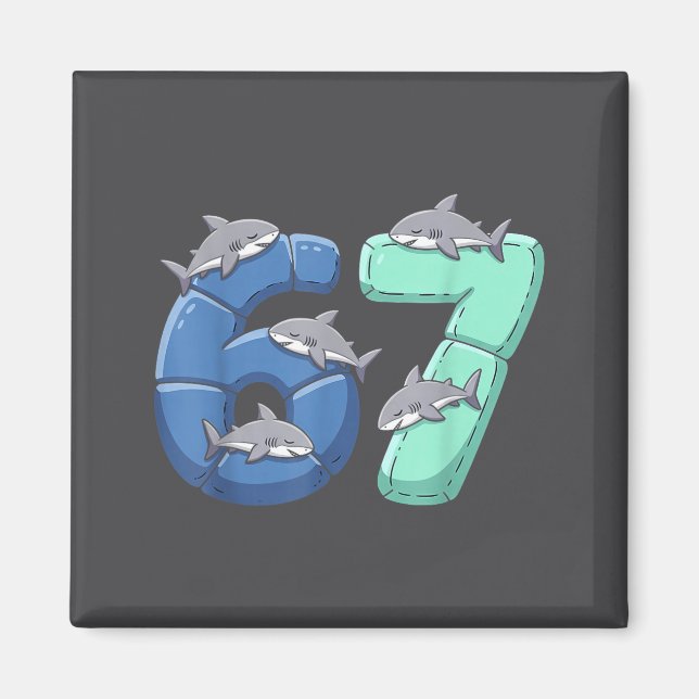 Imã 67 Animals Funny 67 Brainrot Youth Kids Shark 67  (Frente)