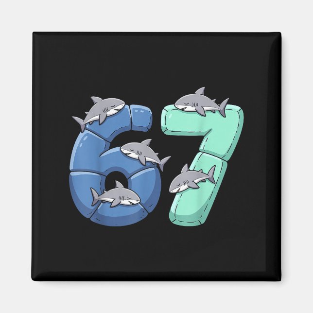 Imã 67 Animals Funny 67 Brainrot Youth Kids Shark 67  (Frente)