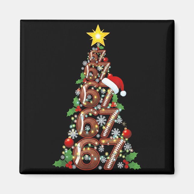 Imã 67 Árvore de Natal Futebol Feriado Seis Sete Meme  (Frente)