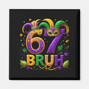 Imã 67 Bruh Chapéu de Bobo Pena Máscara Mardi Gras Fle