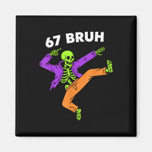 Imã 67 Bruh Halloween Dabbing Esqueleto Meme 6 7 Númer