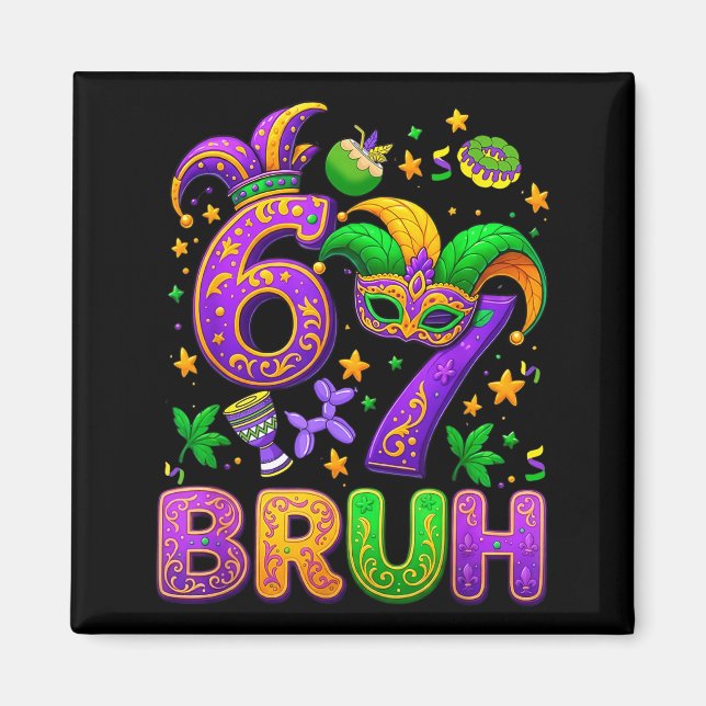 Imã 67 Bruh Mardi Gras Jester Mask New Orleans  (Frente)