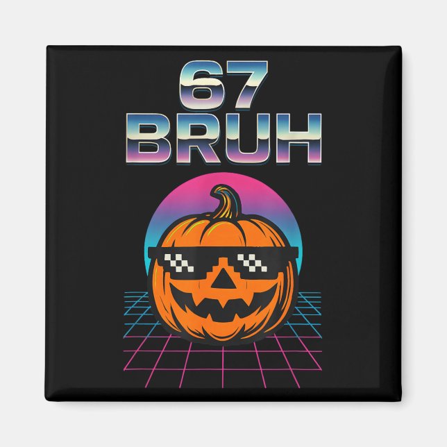 Imã 67 Bruh Meme Halloween Pumpkin 6 7 Brainrot Seis S (Frente)