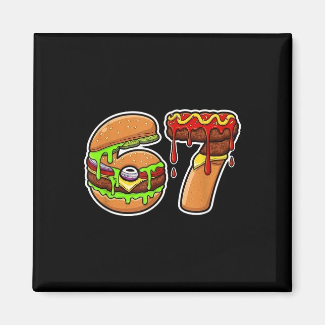 Imã 67 Burger Pizza Fusão de Comida Delícia  (Frente)
