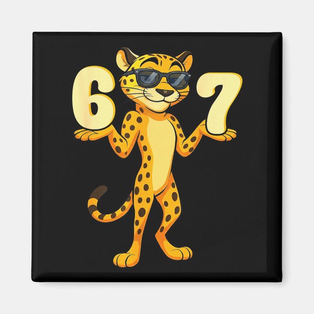 Imã 67 Cheetah Meme Six Seven Hands Motion Kids Teens  (Frente)