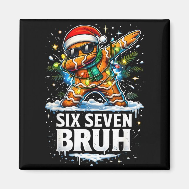 Imã 67 Christmas 6 7 Meme Gingerbread Man Xmas Pajamas (Frente)