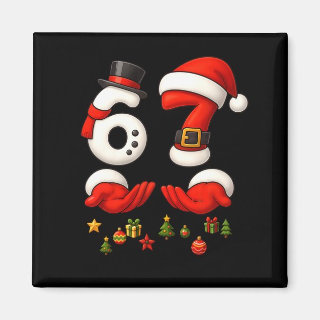 Imã 67 Christmas Meme Funny 6 7 Hands Gen Alpha Slang  (Frente)