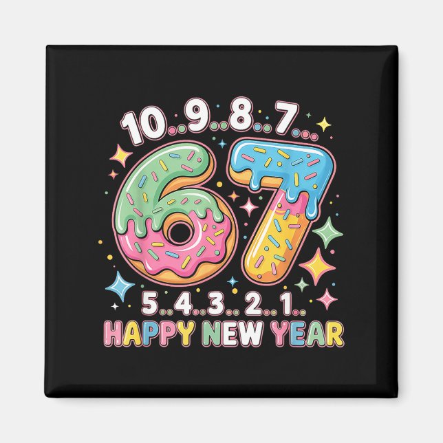 Imã 67 Countdown Happy New Year 2026 Funny Donut Numbe (Frente)