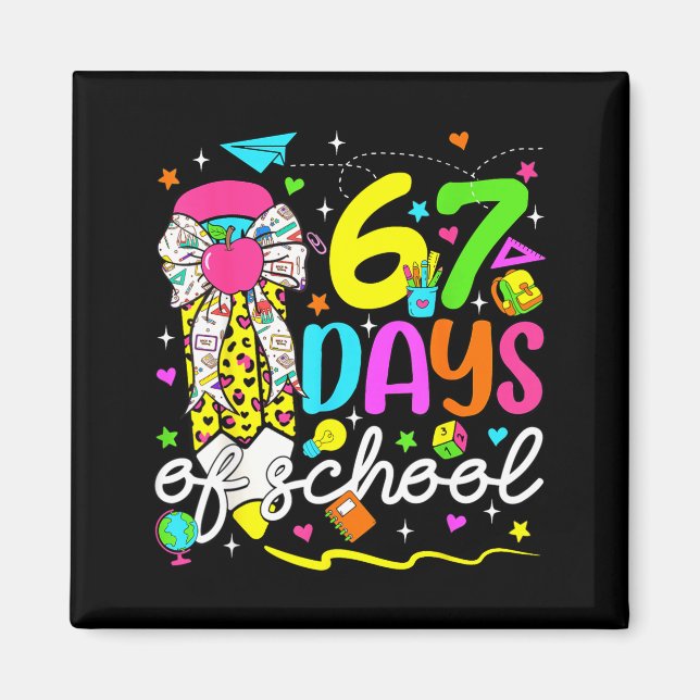 Imã 67 Days Of School Girls Coquette Bow Pencil 67 Day (Frente)