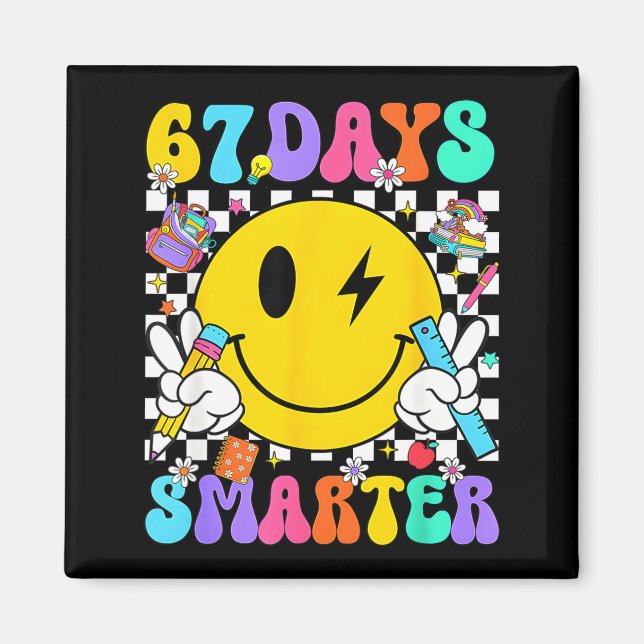 Imã 67 Days Of School Smile Face 67 Days Smarter Teach (Frente)
